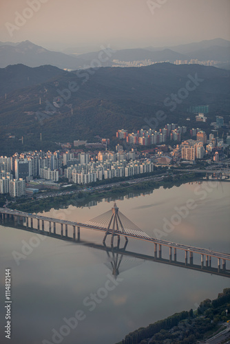 Canvas Print Seoul, South Korea - September 25, 2024: City View of Seoul Korea with High Buil