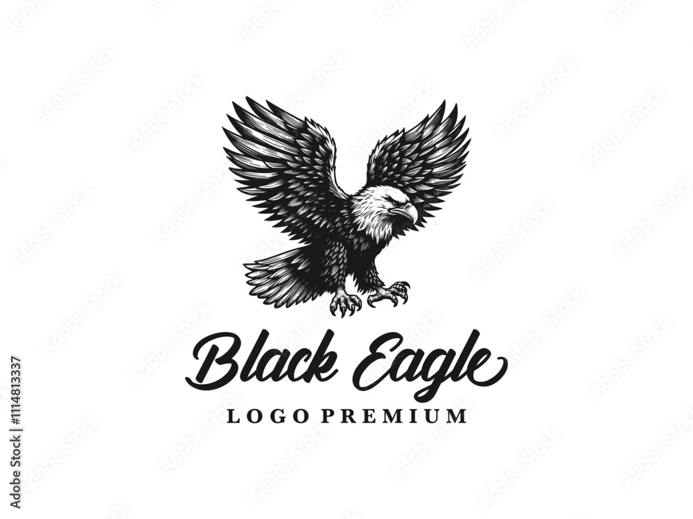 Obraz premium Eagle vector black and white logo premium