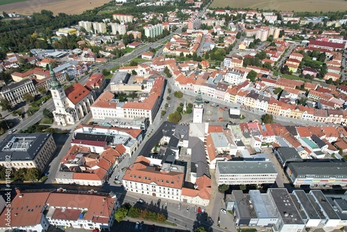 Vyskov is a town in the South Moravian Region of the Czech Republic,Europe,historic town centre is well preserved and is protected as urban monument zone,aerial panorama cityscape view	
 photo