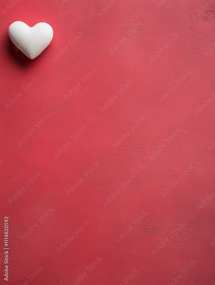 Obraz premium A white heart-shaped object is prominently displayed against a vibrant red wall, symbolizing love and romance for Valentine's Day.