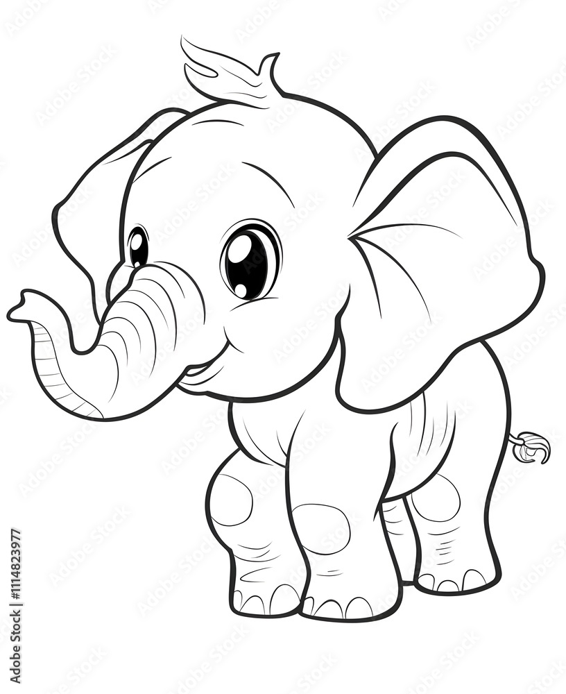 Fototapeta premium Adorable Elephant Coloring Page for Kids' Creative Fun