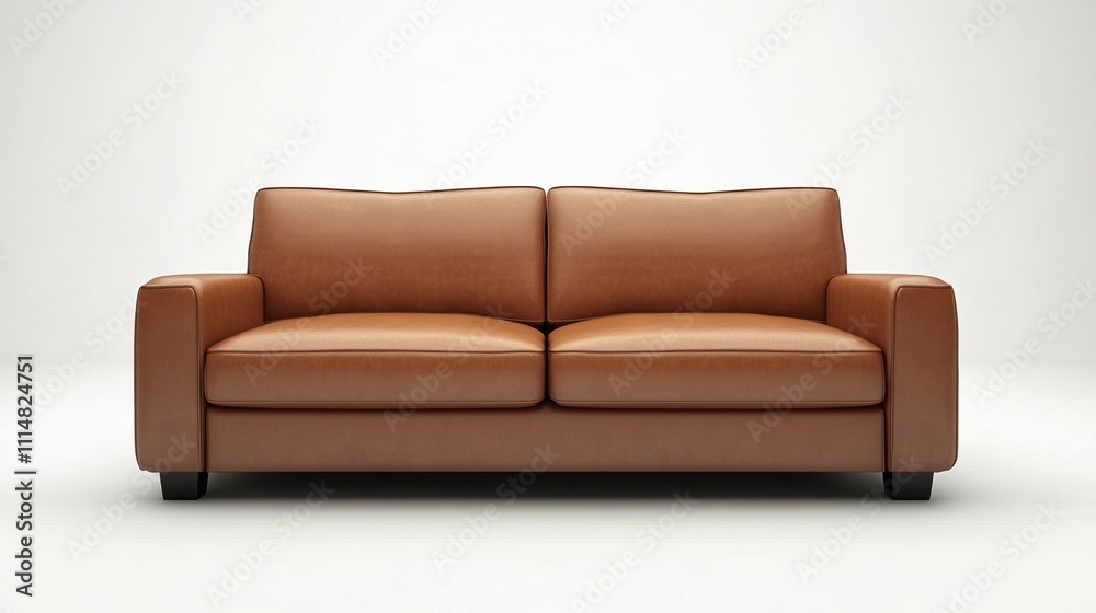 Minimalist Leather Sofa in Empty Living Room Space Minimalist Leather Sofa in Empty Living Room Space