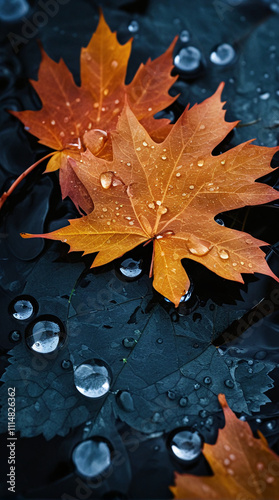 autumn leaves on water