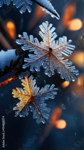autumn leaves in the snow