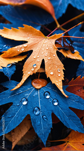 autumn leaves on water