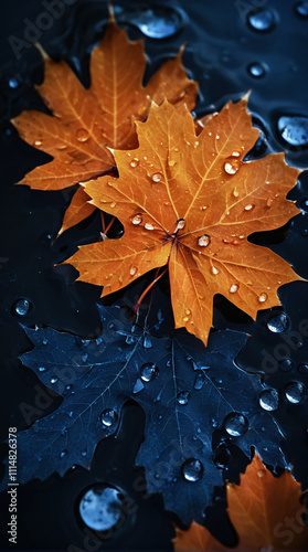autumn leaves on water