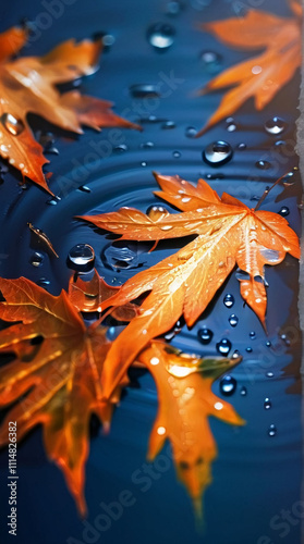 autumn leaves on water