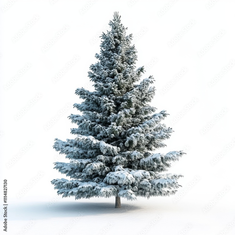 Fototapeta premium christmas evergreen tree isolated on white background