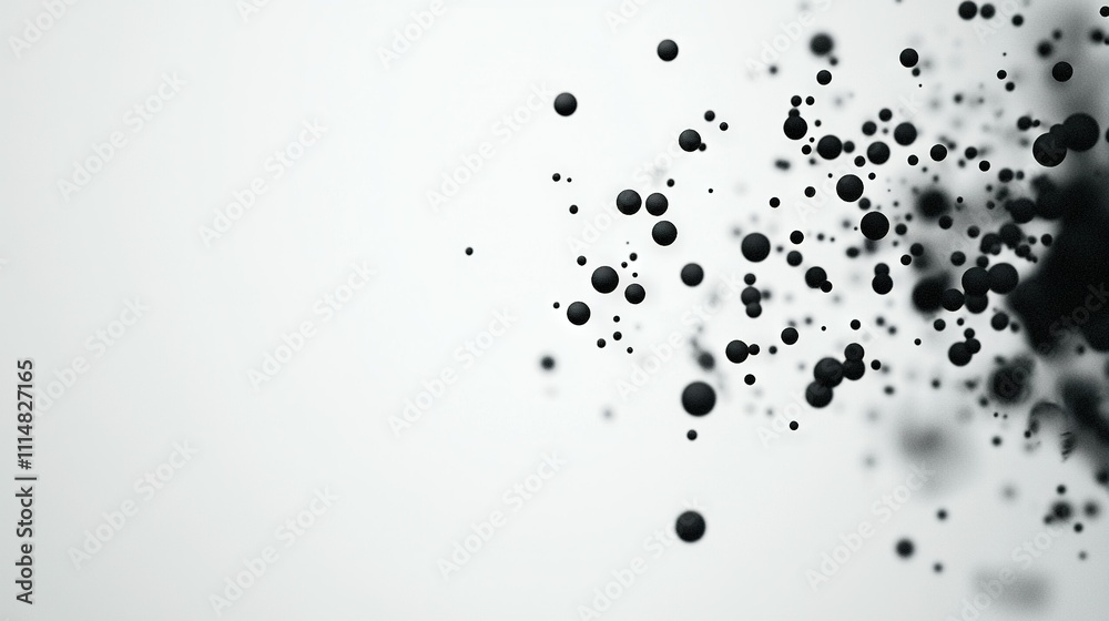 Black dots on white background, resembling space, depicted in monochrome image Black dots on white background, resembling space, depicted in monochrome image