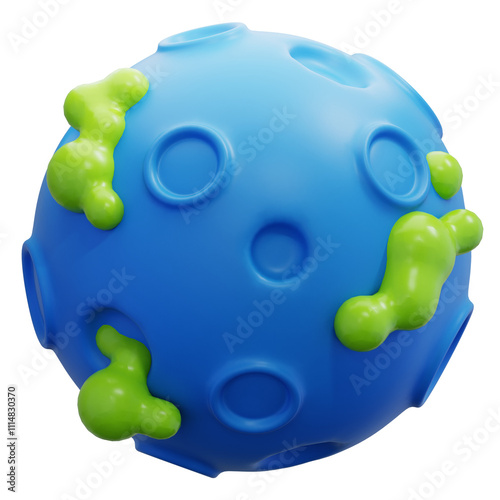 3D Blue Planet with Green Accents Illustration photo