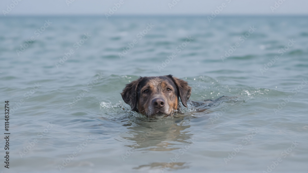 A Dog Swimming in the Ocean A Dog Swimming in the Ocean