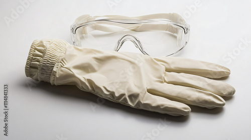 A detailed guide showing the steps to properly wear and remove lab gloves and goggles for safety.A detailed guide showing the steps to properly wear and remove lab gloves and goggles for safety.