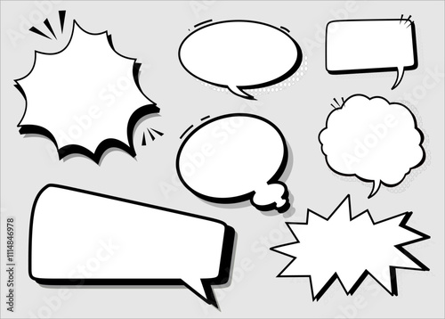 Set of Comic Speech Bubbles On white Background For Creative Designs