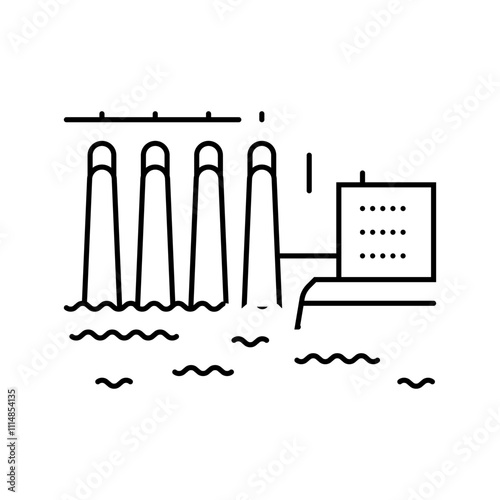 hydro station hydroelectric power line icon vector. hydro station hydroelectric power sign. isolated contour symbol black illustration