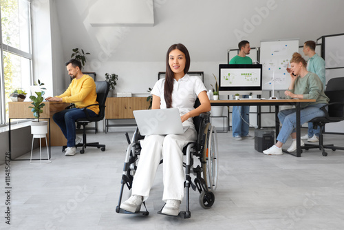 Young Asian woman in wheelc...