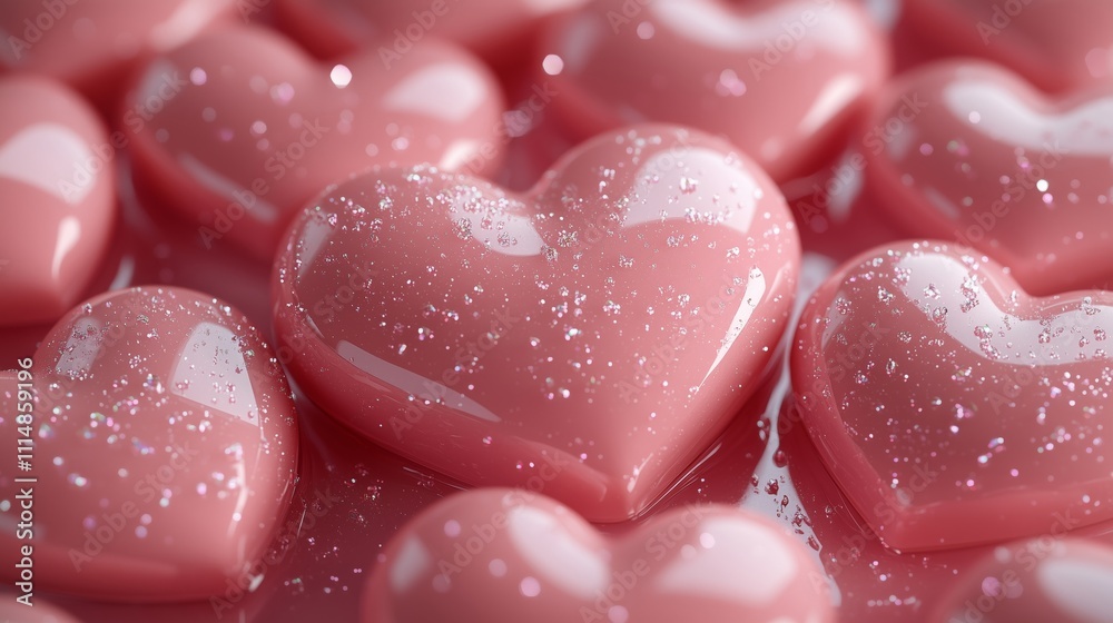 Fototapeta premium Sparkling Pink Hearts Collection for Romantic Occasions