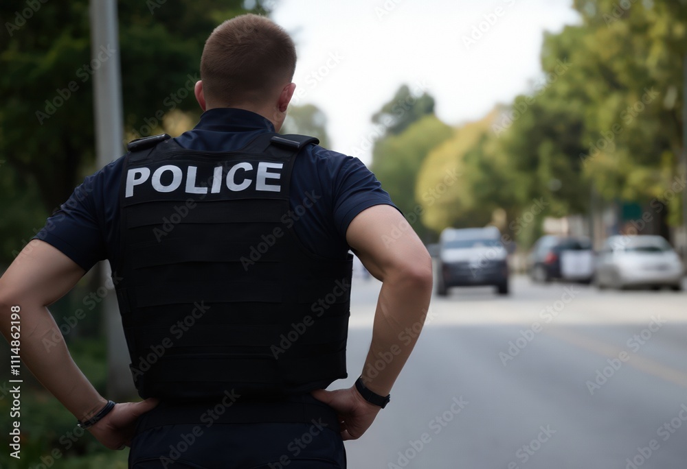 Naklejka premium police officer on duty
