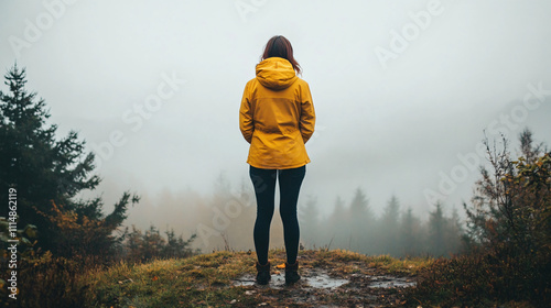 A person stands on a foggy hilltop, arms outstretched to embrace the uncertainty of life.A person stands on a foggy hilltop, arms outstretched to embrace the uncertainty of life.A person stands on a f