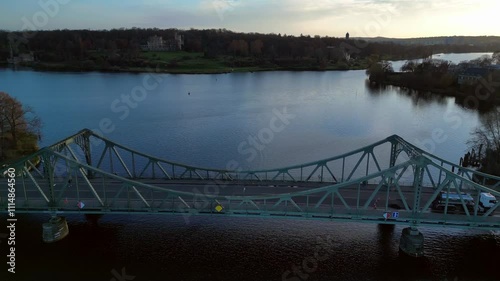 Glienicke bridge, babelsberg castle Potsdam. Nice aerial view flight drone photo