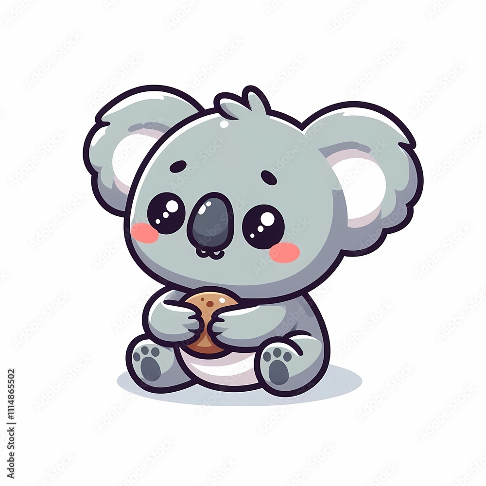 Fototapeta premium Chibi Koala Illustration in Flat Style on White Background