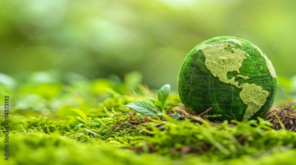 Green globe symbolizing esg principles co2 reduction, circular economy, and net zero strategies Green globe symbolizing esg principles co2 reduction, circular economy, and net zero strategies