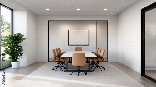 Modern Conference Room with Minimalist Design and Natural Light