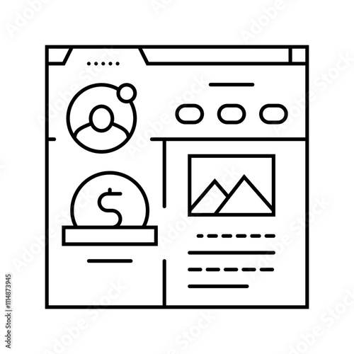 blog monetization line icon vector. blog monetization sign. isolated contour symbol black illustration