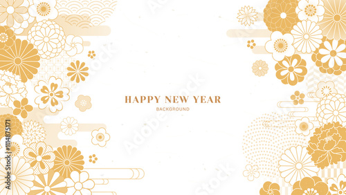 金色の和風の花柄の背景