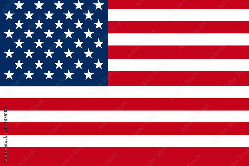 Fototapeta premium A vibrant representation of the American flag featuring red and white stripes with a blue field of white stars, symbolizing liberty and patriotism.