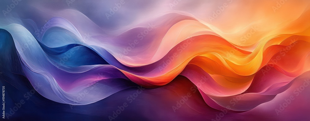 Fototapeta premium Abstract Expressionism Flowing Lines in Purple Blue and Orange