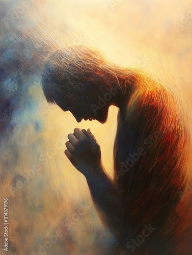 Abstract Silhouette in Spiritual Contemplation