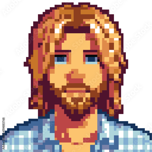 Pixel art blond man portrait	
