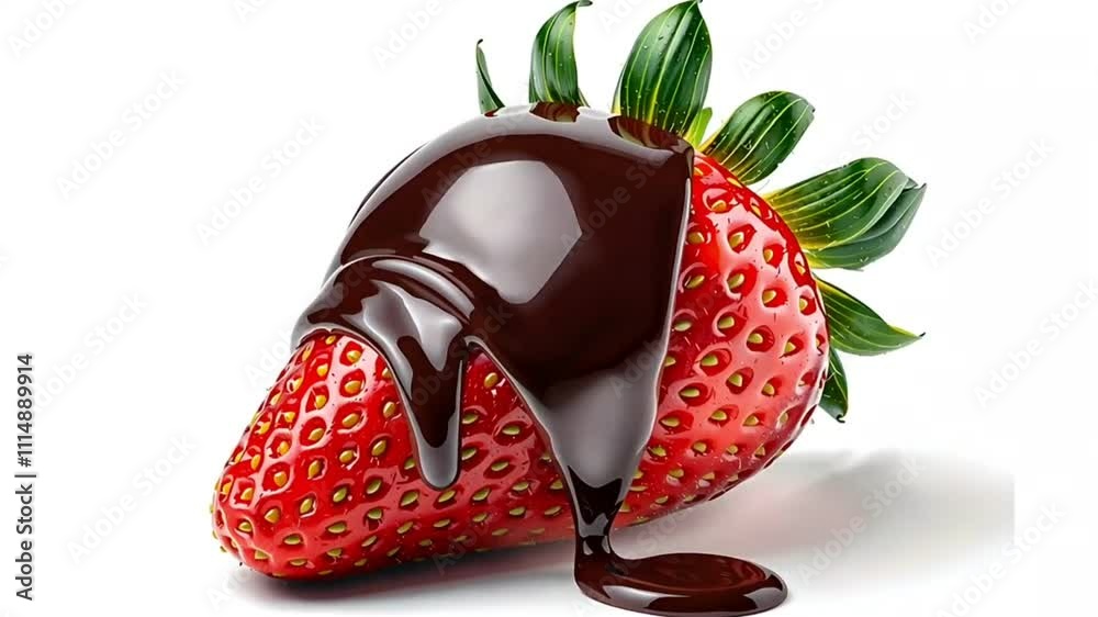 strawberry with chocolate dipping isolated on white. Happy Chocolate Day, World Chocolate Day, National Chocolate Day