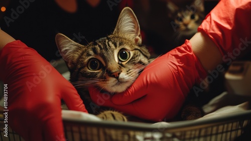 Cat in Red Gloves