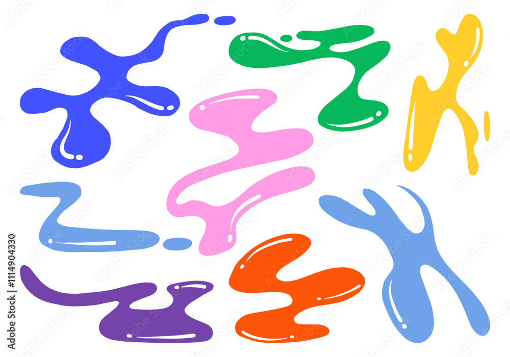 Abstract liquid shapes in vibrant colors. A collection of 8 abstract liquid shapes in bold, vibrant colors. Each shape features an glossy design, ideal for creative projects or modern graphics Abstract liquid shapes in vibrant colors. A collection of 8 abstract liquid shapes in bold, vibrant colors. Each shape features an glossy design, ideal for creative projects or modern graphics