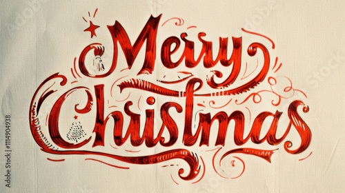 merry christmas in simple red script font on white abstract background