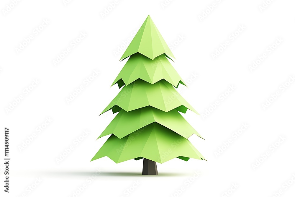 Fototapeta premium A stylized, geometric representation of a green pine tree.