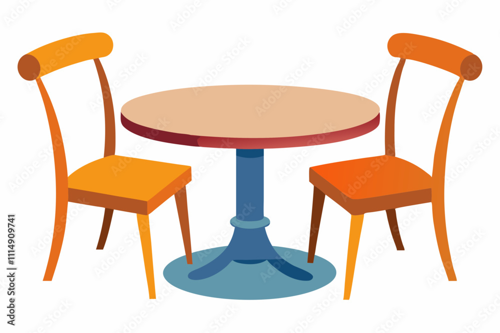 Fototapeta premium Round table and chair isolated on white background vector illustration