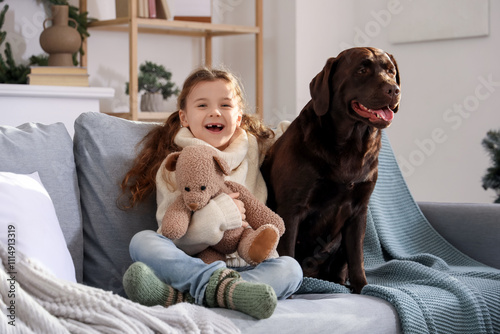 Happy little girl with miss...