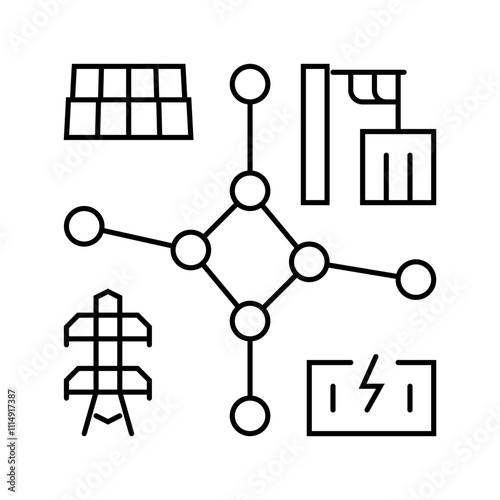 decentralized energy line icon vector. decentralized energy sign. isolated contour symbol black illustration