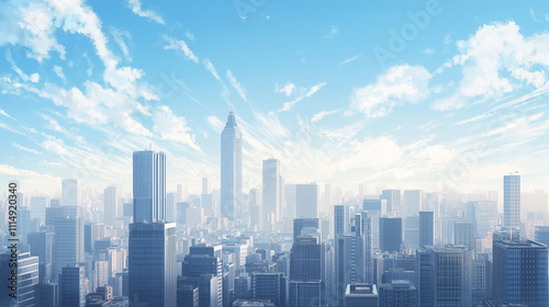 都市景観のイラスト背景素材