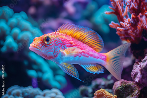 Realistic photography of colorful fish in a coral reef, suitable for wallpaper design and etc.

 photo