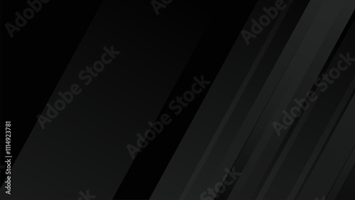 Abstract dark black papercut geometric background. Modern futuristic background with shadow and gradient black gray