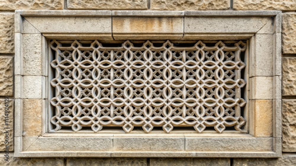 Stone window grille with intricate designs , architecture, stone, window, grille, intricate, design, decorative, ancient