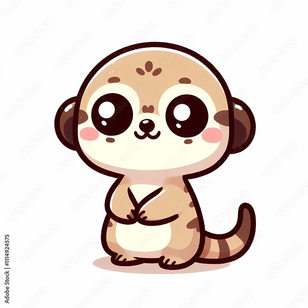 Obraz premium Chibi Meerkat Illustration in Flat Style on White Background