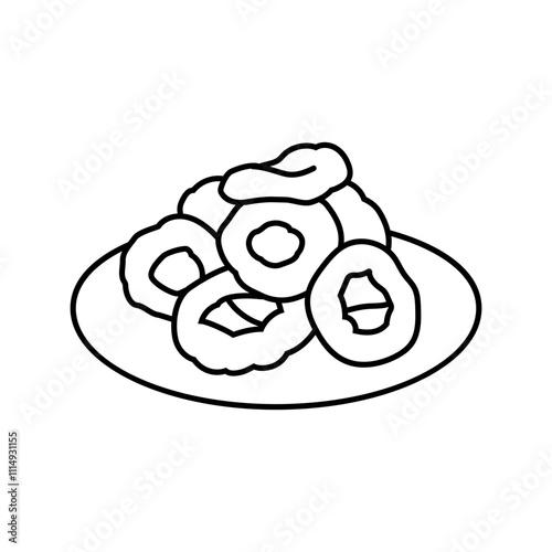 calamari rings sea cuisine line icon vector. calamari rings sea cuisine sign. isolated contour symbol black illustration