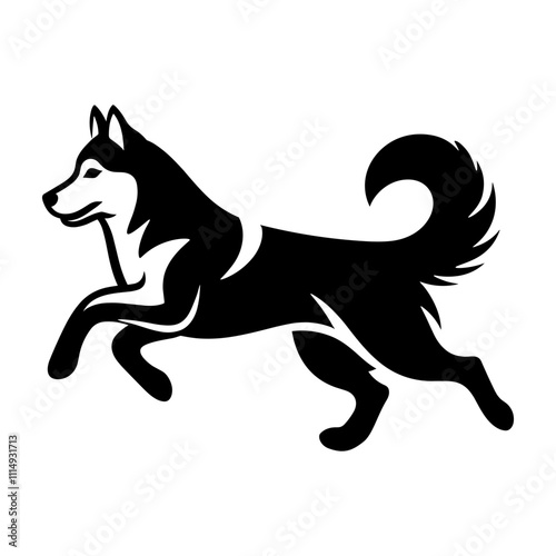 Running Siberian Husky Silhouette