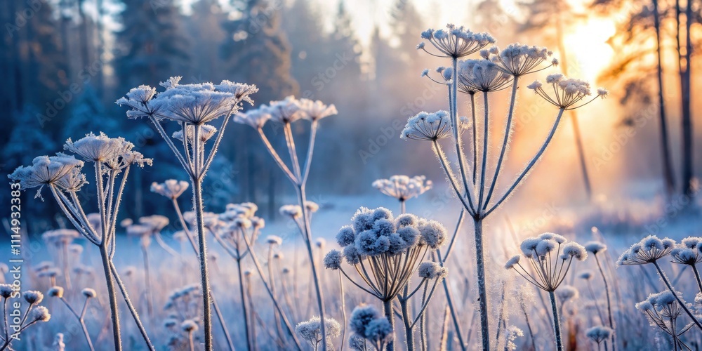 custom made wallpaper toronto digitalFrost-covered plants in a winter forest at foggy sunrise , winter, forest, plants, frost, cold, snow, nature, background, tranquil
