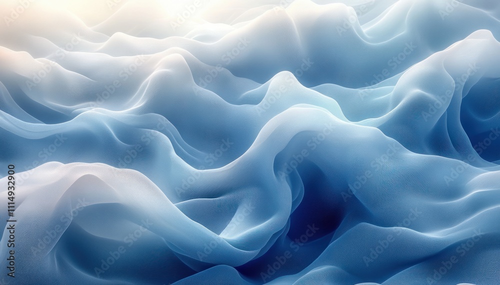 Obraz premium Abstract Blue and White Flowing Waves Minimalist Design