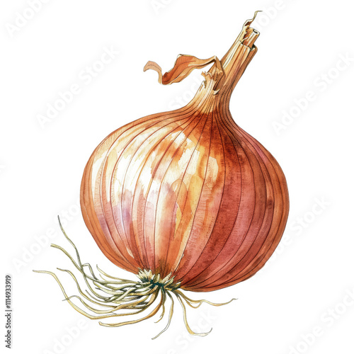 Wallpaper Mural A vibrant, detailed illustration of a fresh onion, showcasing its layered, translucent skin and roots. Torontodigital.ca